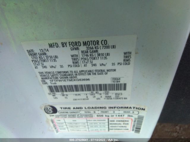 1FTFW1ET9EKG53696 Ford F-150 Xl/xlt/fx4/lariat