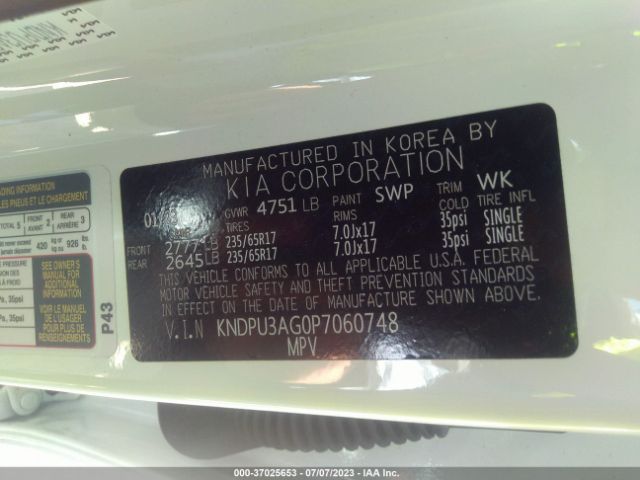 KNDPU3AG0P7060748 KIA Sportage Hybrid Lx