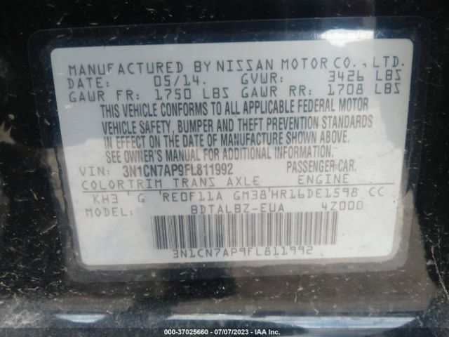 3N1CN7AP9FL811992 Nissan VERSA SV
