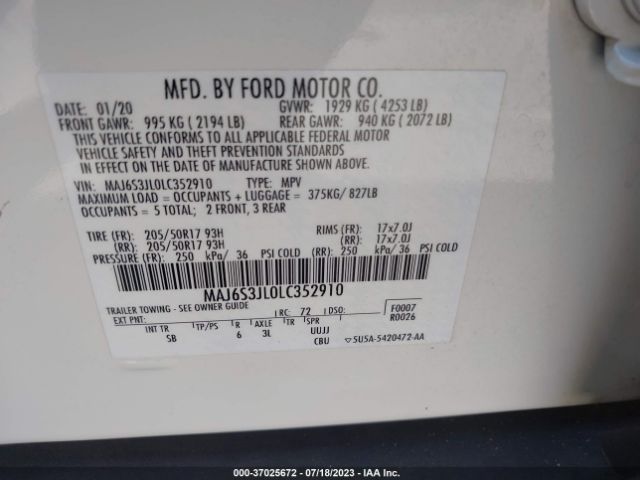 MAJ6S3JL0LC352910 Ford Ecosport Ses