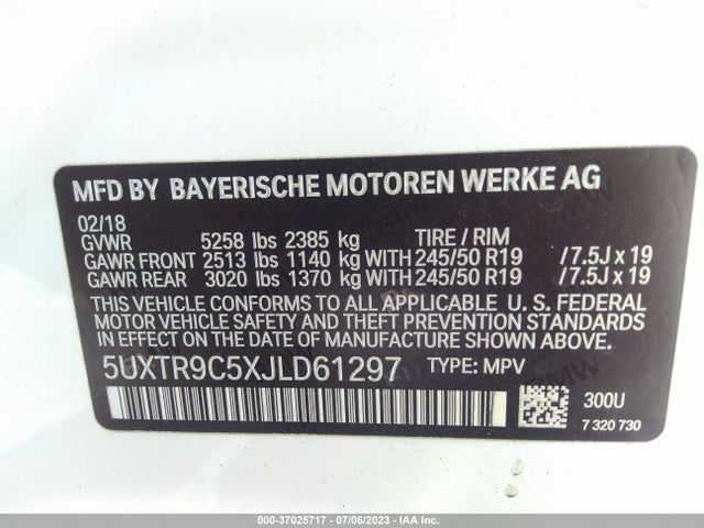 5UXTR9C5XJLD61297 BMW X3 Xdrive30i
