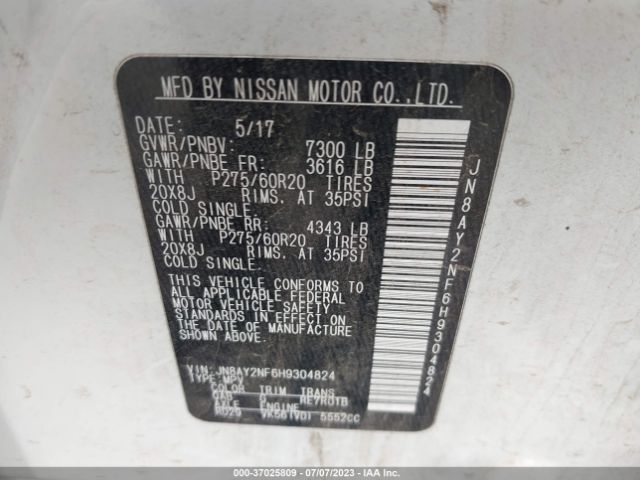 JN8AY2NF6H9304824 Nissan Armada Platinum