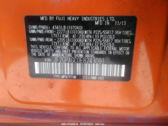 JF2GPAGC0E8243091 Subaru Xv Crosstrek Limited