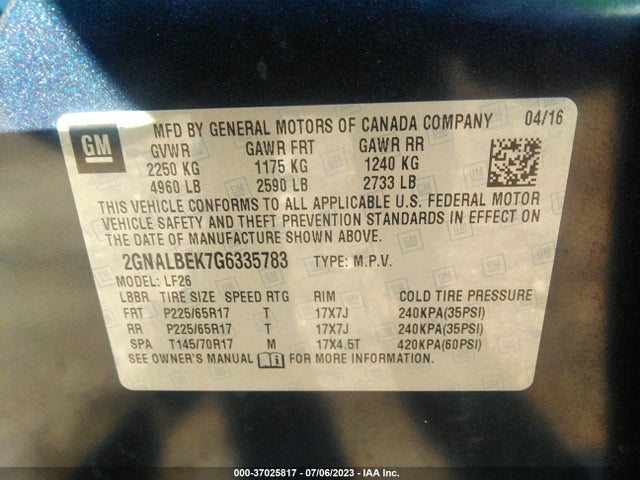 Chevrolet EQUINOX LS 2016 2GNALBEK7G6335783 Image 9
