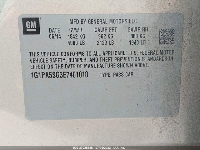 Chevrolet CRUZE LS 2014 1G1PA5SG3E7401018 Image 9