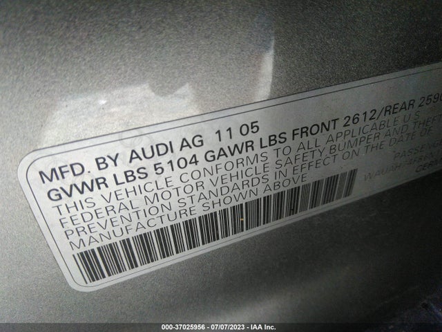 2006 AUDI A6 3.2L VIN: WAUAH74F86N113773