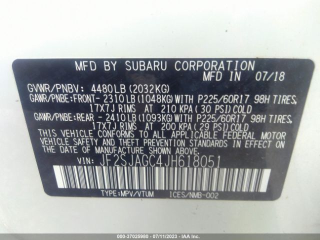 JF2SJAGC4JH618051 Subaru Forester Premium