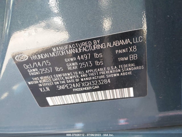 Hyundai Sonata 2.4l Se 2016 5NPE24AFXGH323284 Image 14