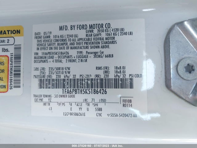 Ford Mustang Ecoboost Premium 2019 1FA6P8TH5K5186426 Image 9