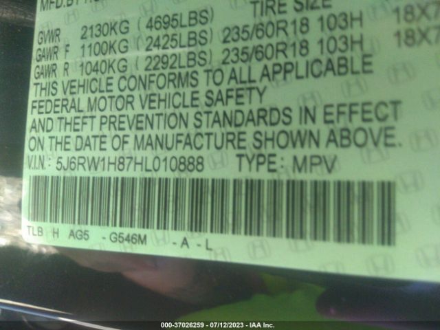 5J6RW1H87HL010888 Honda Cr-v Ex-l