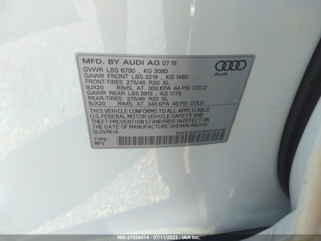 WA1LGAFE3FD033216 Audi Q7 3.0t Premium Plus
