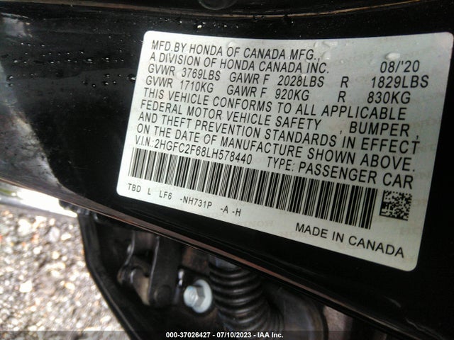 Honda Civic Sedan Lx 2020 2HGFC2F68LH578440 Image 9