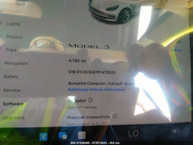 5YJ3E1EA7PF472522 Tesla MODEL 3