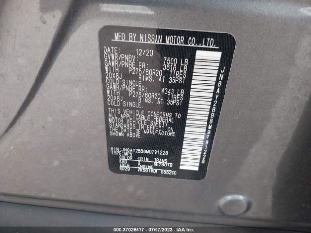 JN8AY2BB8M9791228 Nissan Armada Sl