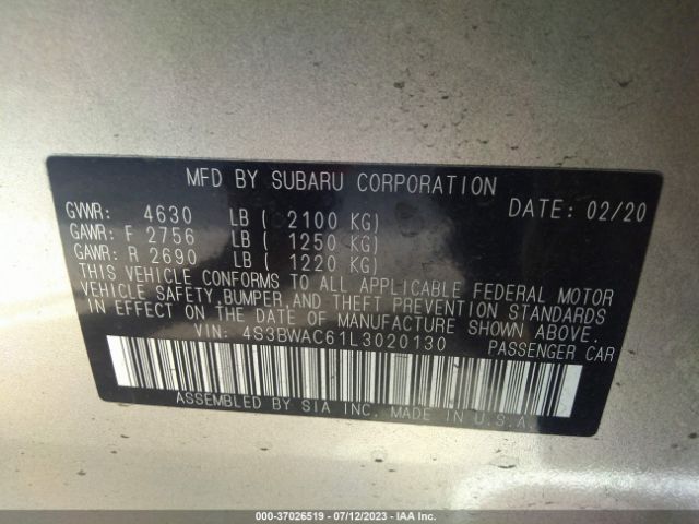 4S3BWAC61L3020130 Subaru Legacy Premium