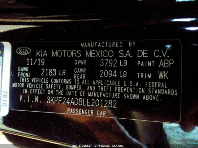 3KPF24AD8LE201282 KIA Forte Lxs