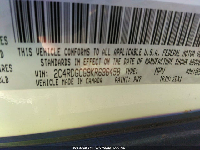 Dodge Grand Caravan Sxt 2019 2C4RDGCG9KR696458 Image 9