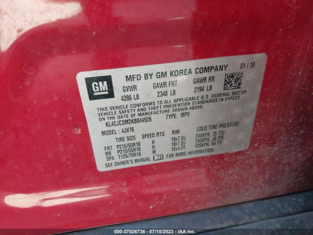 KL4CJCSM2KB844926 Buick Encore Essence
