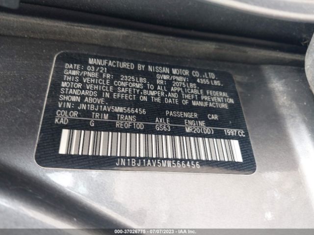 JN1BJ1AV5MW566456 Nissan Rogue Sport S