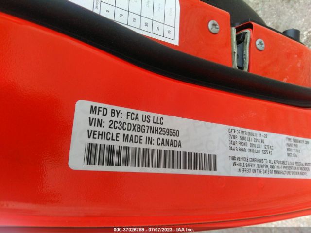 2C3CDXBG7NH259550 Dodge Charger Sxt