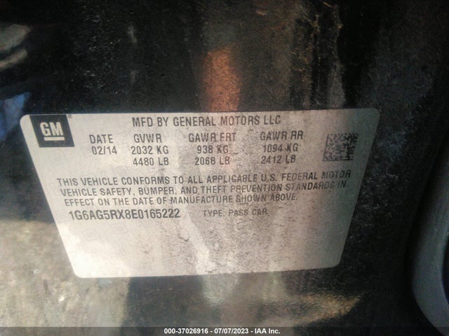 1G6AG5RX8E0165222 Cadillac Ats Standard Awd