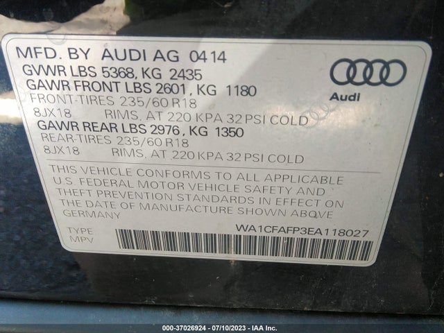 WA1CFAFP3EA118027 Audi Q5 PREMIUM