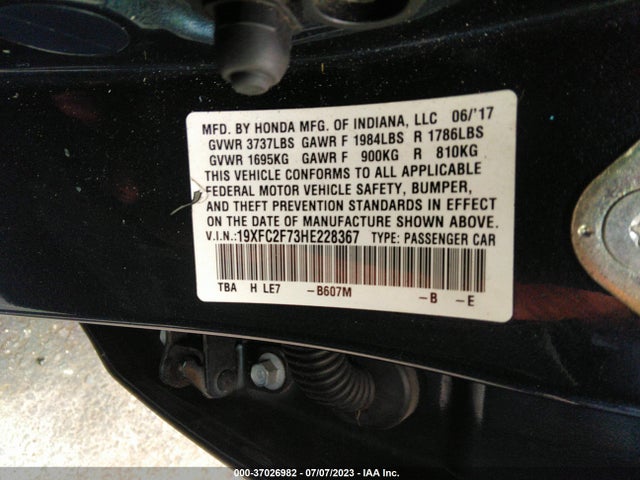 Honda Civic Sedan Ex 2017 19XFC2F73HE228367 Image 9