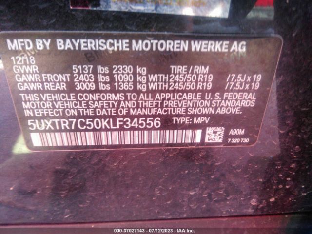 5UXTR7C50KLF34556 BMW X3 Sdrive30i