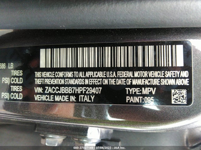 ZACCJBBB7HPF29407 Jeep Renegade Latitude