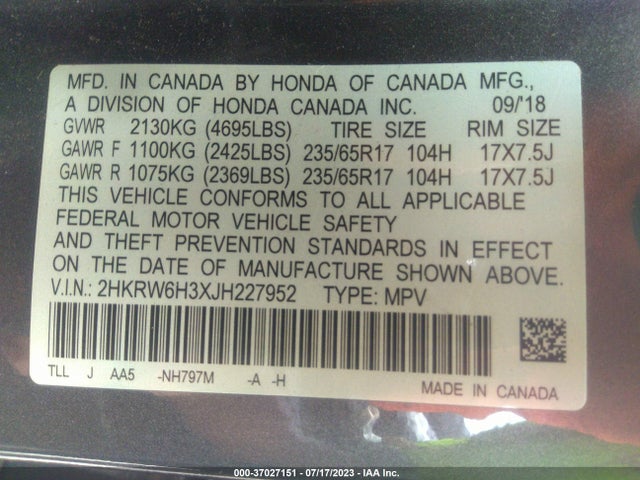 Honda CR-V LX 2018 2HKRW6H3XJH227952 Image 9