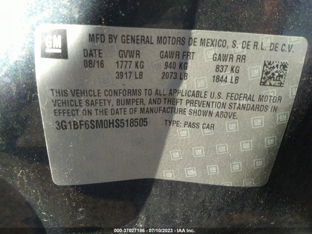 Chevrolet Cruze Premier 2017 3G1BF6SM0HS518505 Image 15