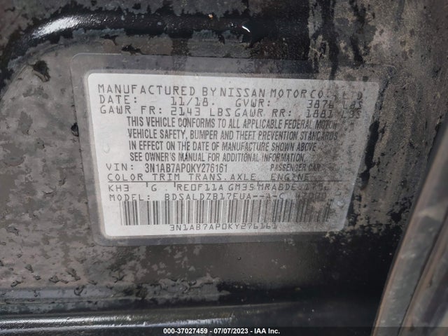Nissan SENTRA SV 2019 3N1AB7AP0KY276161 Image 15