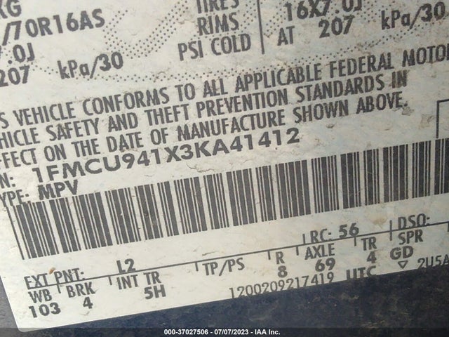 2003 FORD ESCAPE LIMITED VIN: 1FMCU941X3KA41412