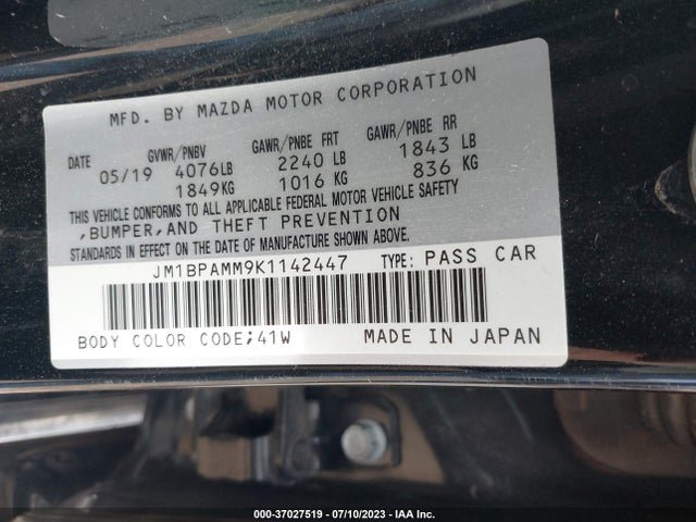 Mazda Mazda3 Hatchback W/preferred Pkg 2019 JM1BPAMM9K1142447 Image 9