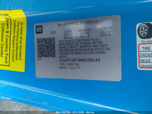 Chevrolet Camaro 1ss 2022 1G1FF1R74N0106143 Image 9