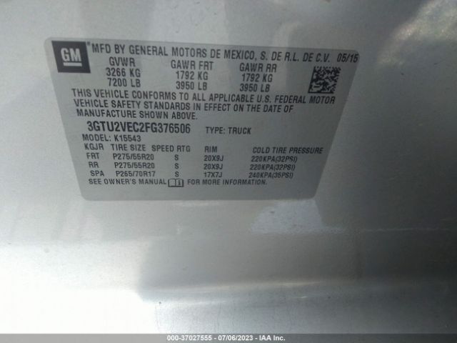 3GTU2VEC2FG376506 GMC Sierra 1500 Slt