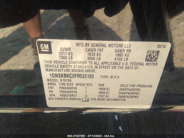 Chevrolet Tahoe Lt 2015 1GNSKBKC0FR520183 Image 9
