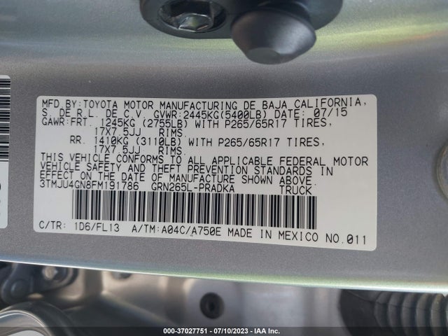 Toyota Tacoma Prerunner 2015 3TMJU4GN8FM191786 Image 15