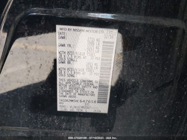 5N1DR2MM3HC647658 Nissan Pathfinder Sv