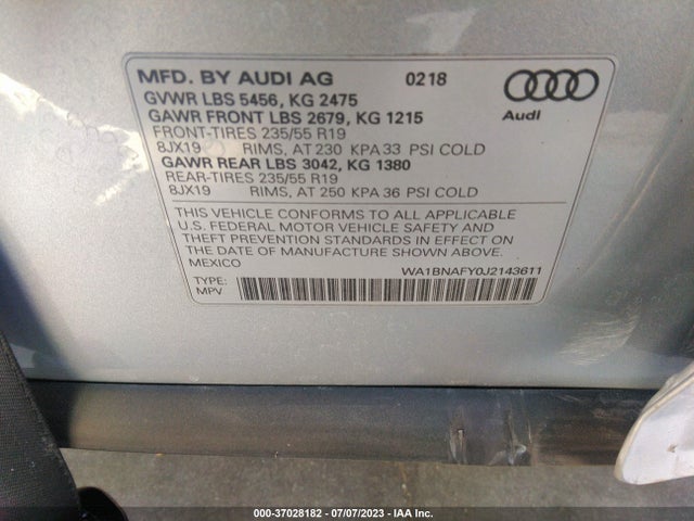 WA1BNAFY0J2143611 Audi Q5 Premium Plus