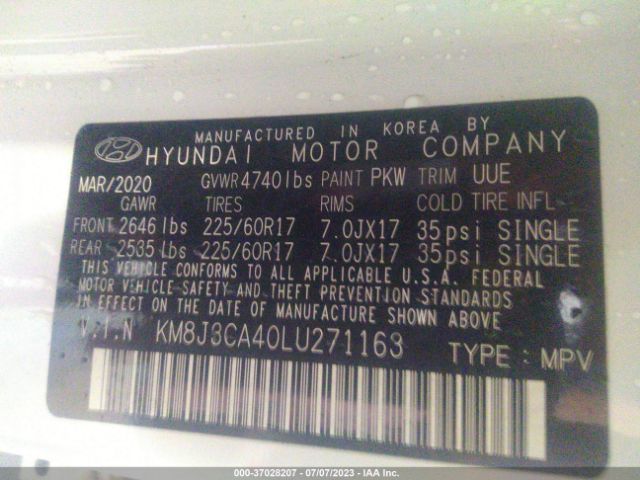 KM8J3CA40LU271163 Hyundai Tucson Value