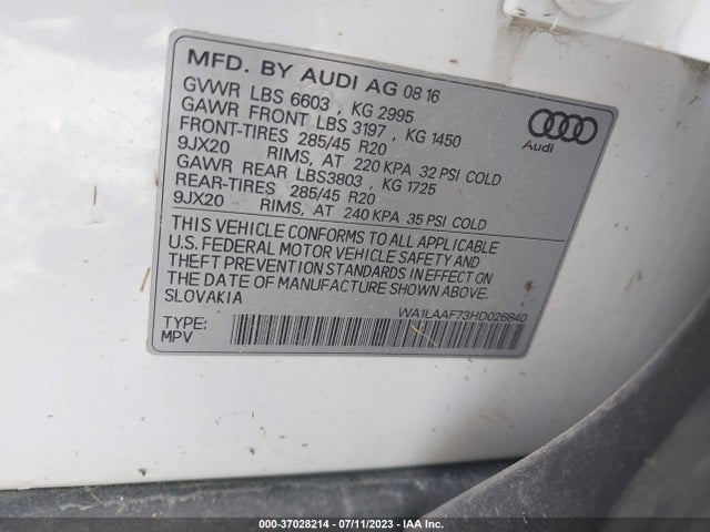 WA1LAAF73HD026840 Audi Q7 Premium Plus