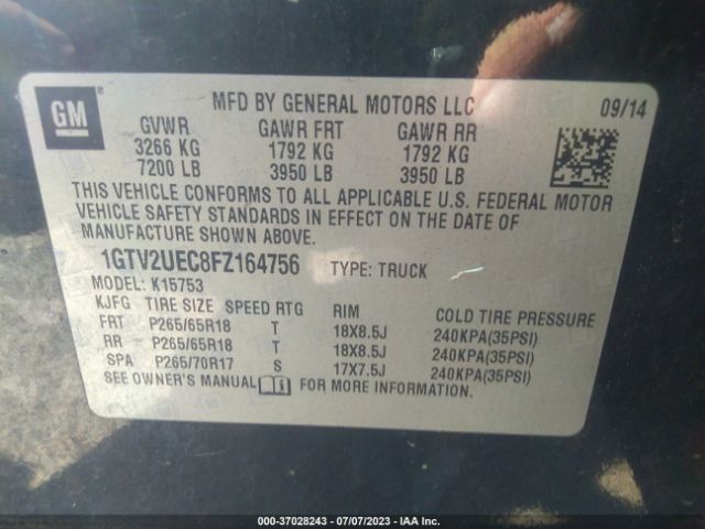 1GTV2UEC8FZ164756 GMC Sierra 1500 Sle