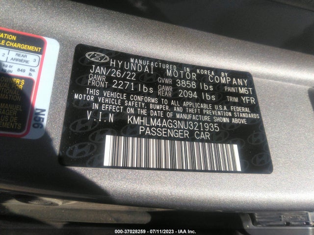 Hyundai ELANTRA SEL 2022 KMHLM4AG3NU321935 Image 15