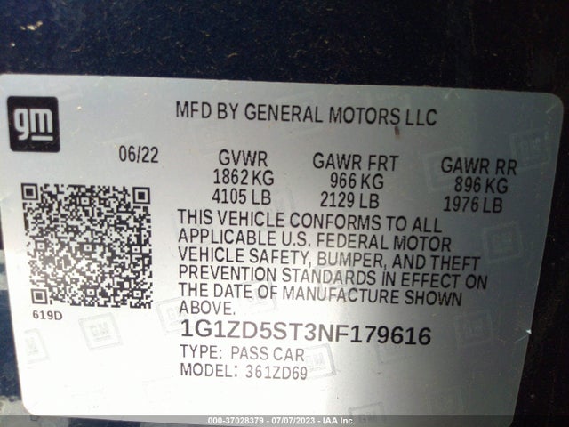 Chevrolet MALIBU LT 2022 1G1ZD5ST3NF179616 Image 9