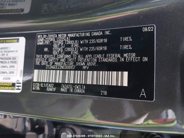 2022 Lexus NX, VIN: 2T2AGCEZ2NC008957