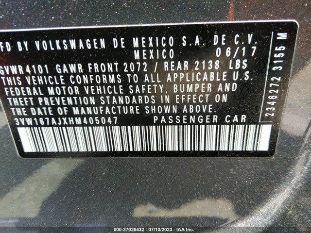 3VW167AJXHM405047 Volkswagen Jetta 1.4t S