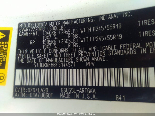 Toyota Highlander Limited 2015 5TDDKRFH6FS144574 Image 14