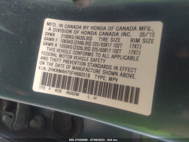 Honda Cr-v Ex-l 2015 2HKRM4H75FH660518 Image 9