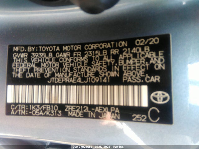 Toyota COROLLA LE 2020 JTDEPRAE4LJ109141 Image 15